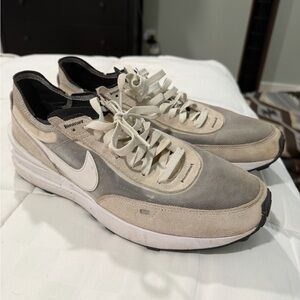 Nike Men’s Beige and Gray Suede Mesh Sneakers